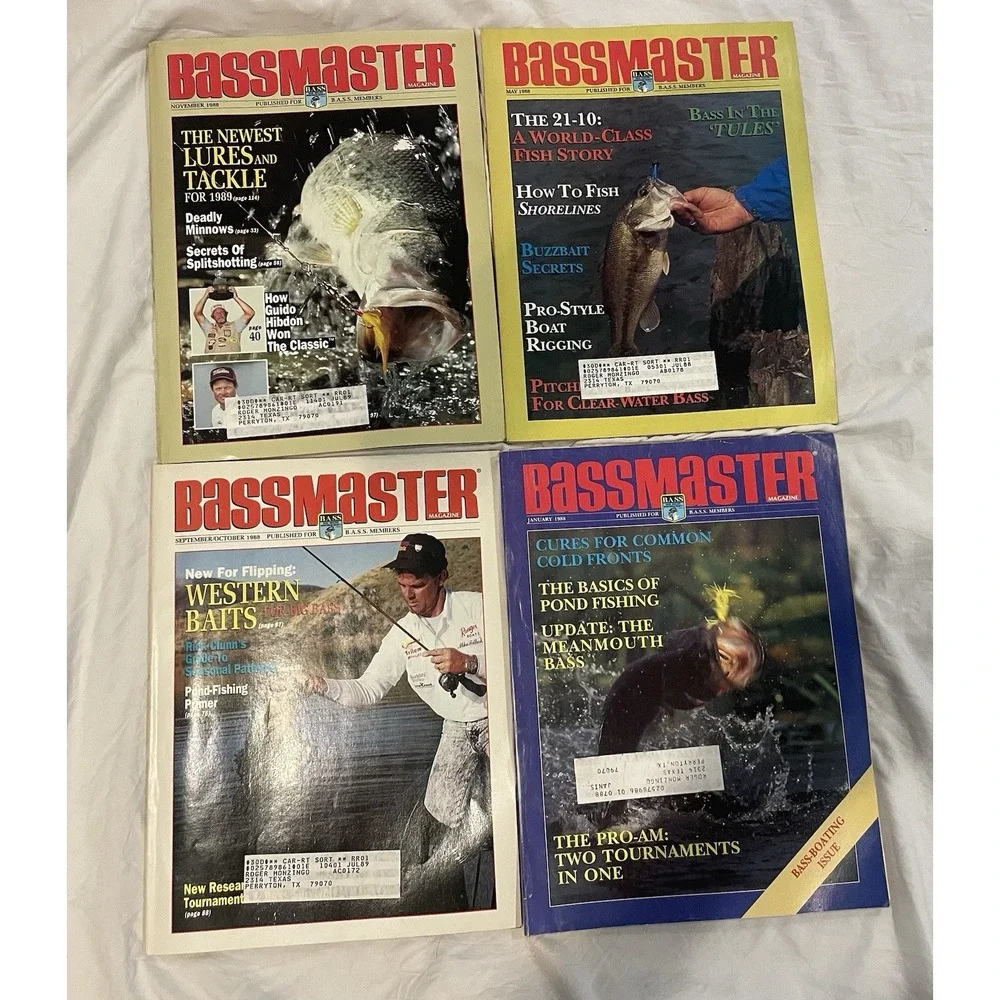 Bass Master Magazines Lot of 4 Vintage 1988 Fishing Outdoor Hunting